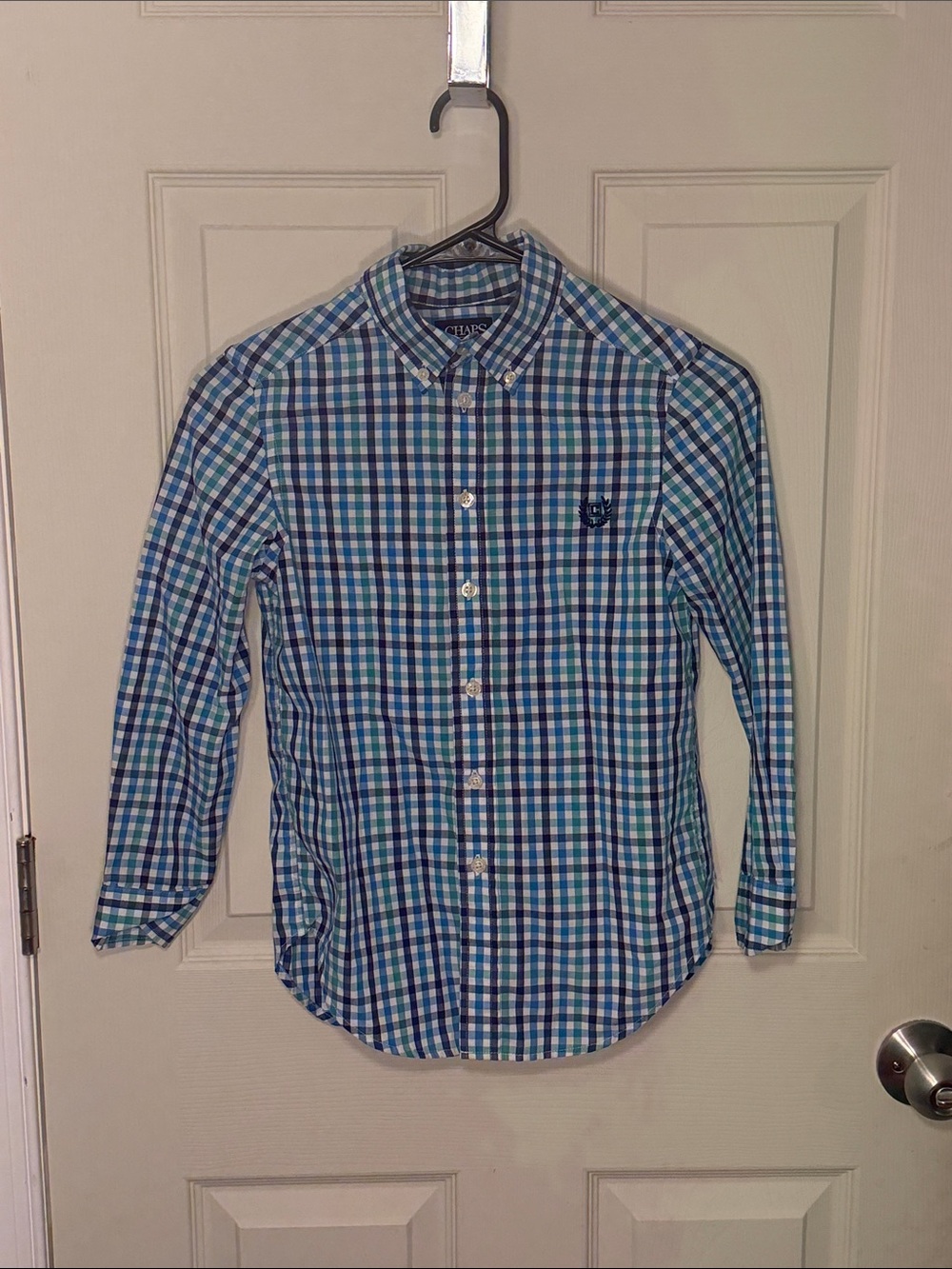 Chaps Blue & Teal Plaid Button-Down Shirt
